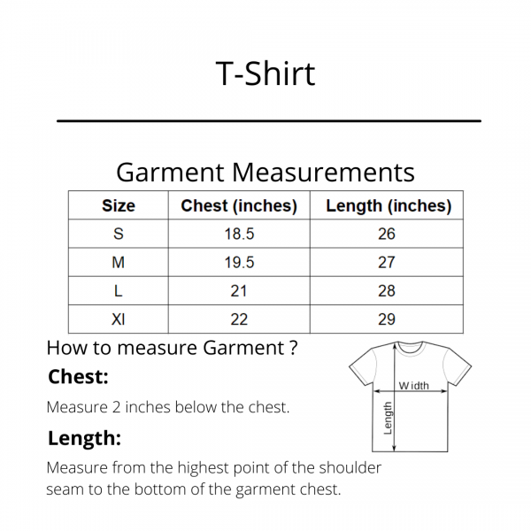 T Shirt Size chart