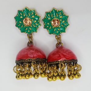 Winci Antique Marble Earring Green & pink